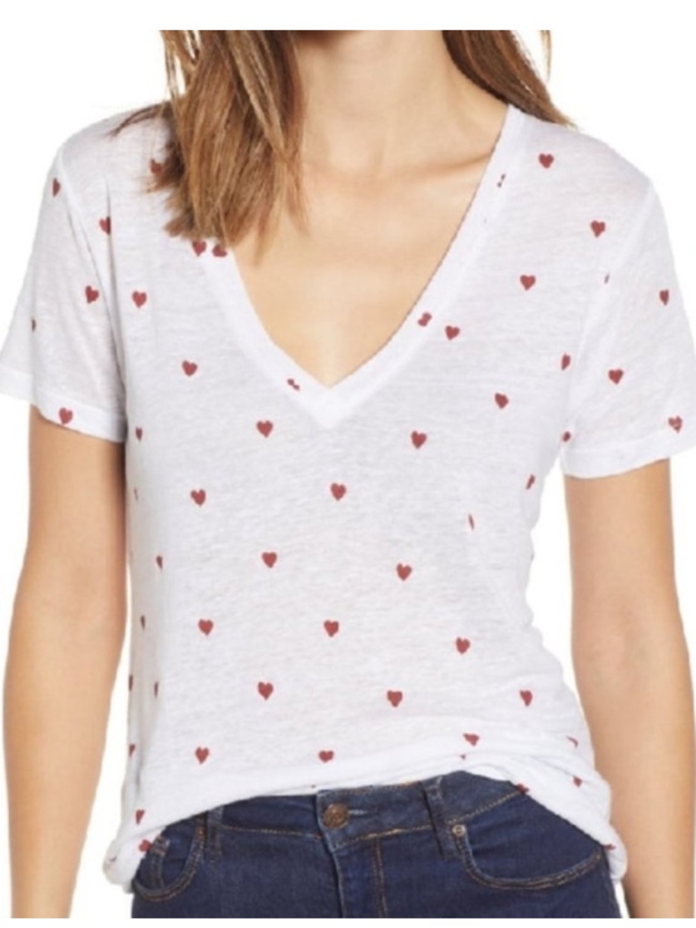 Rails Cara White Red Hearts Top❤️